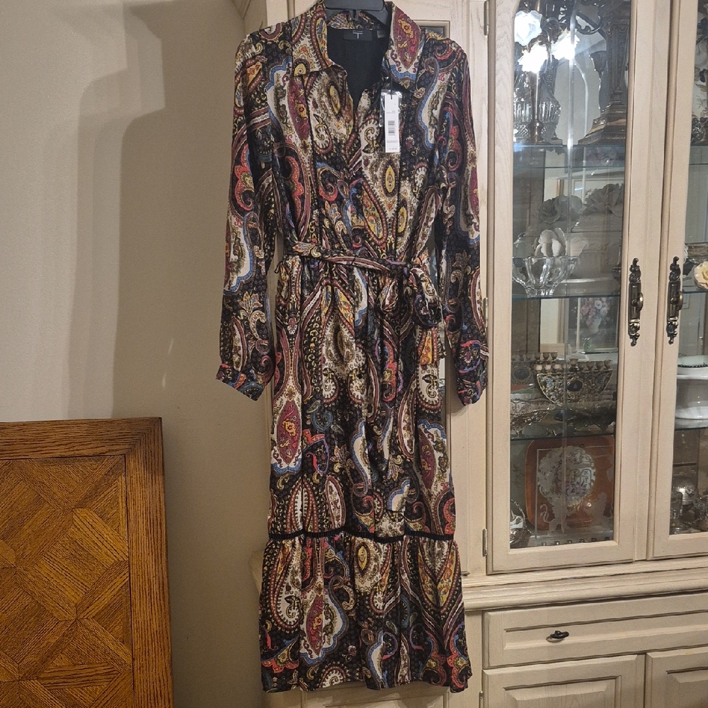 T Tahari Multicolor Paisley Long Sleeve Dress